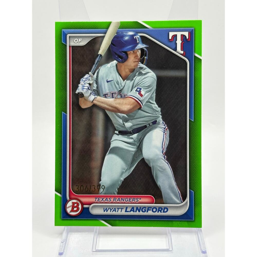 2024 Bowman Prospects Wyatt Langford Neon Green Border 306/399 Texas Rangers